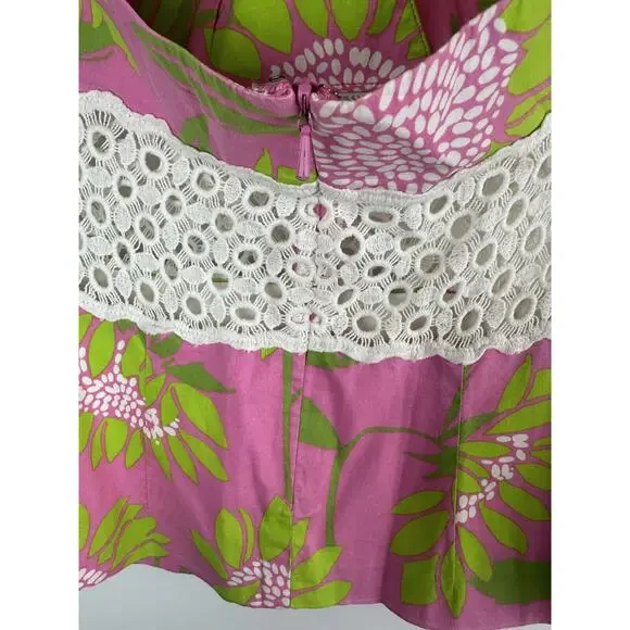 VTG Y2K Lilly Pulizter Chantel Halter Top Palm Beach Hibiscus Pink Womens Size 4 - Picture 3 of 7